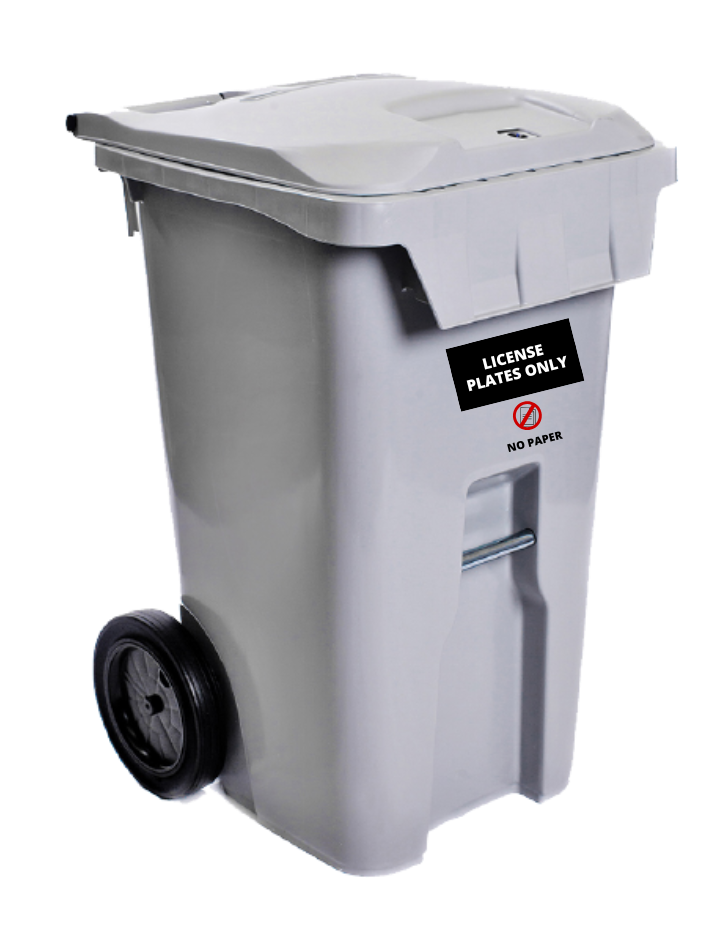 License Plate Srhed Bin